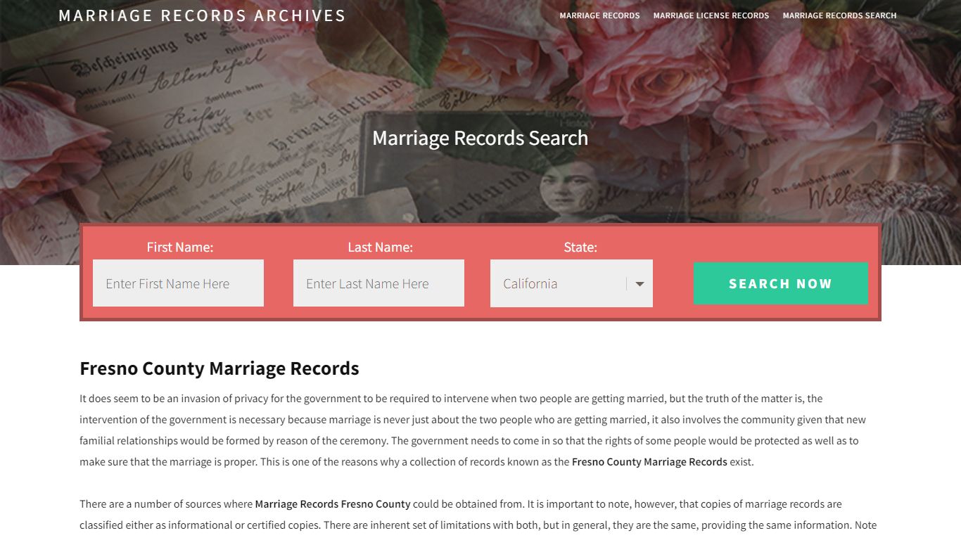 Fresno County Marriage Records | Enter Name and Search|14 Days Free